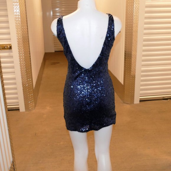 Tobi Blue Sequin Bodycon Mini Dress sz M - Picture 3 of 12